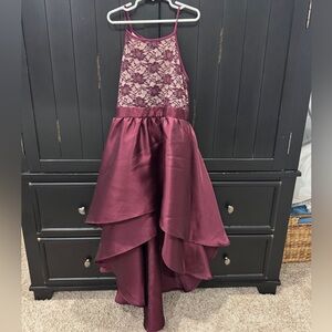 Elegant Burgundy Lace Kids Dress